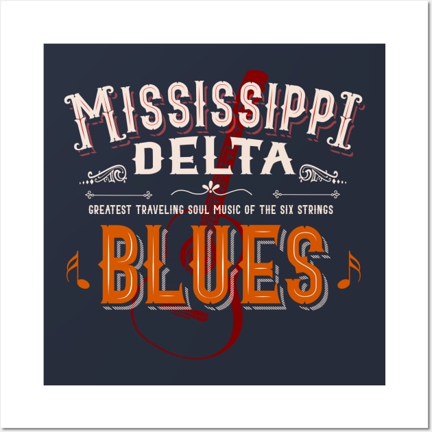 Mississippi delta blues guitar vintage retro music Wall Art by SpaceWiz95